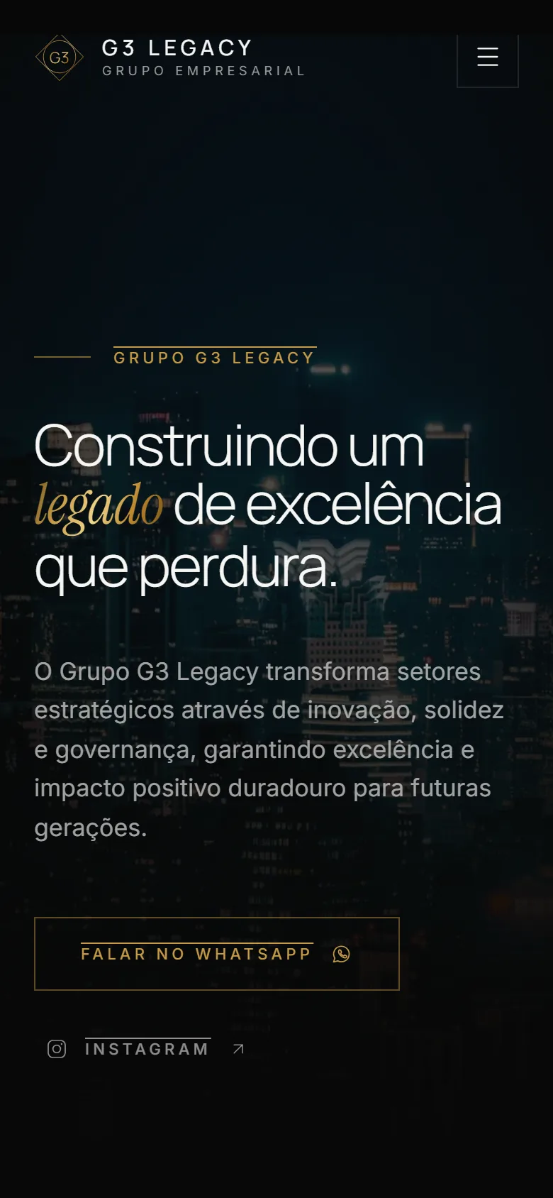 Página inicial em tela de celular